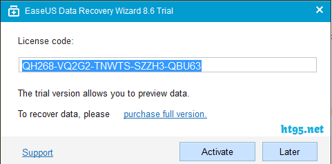 easeus data recovery wizard activation code free